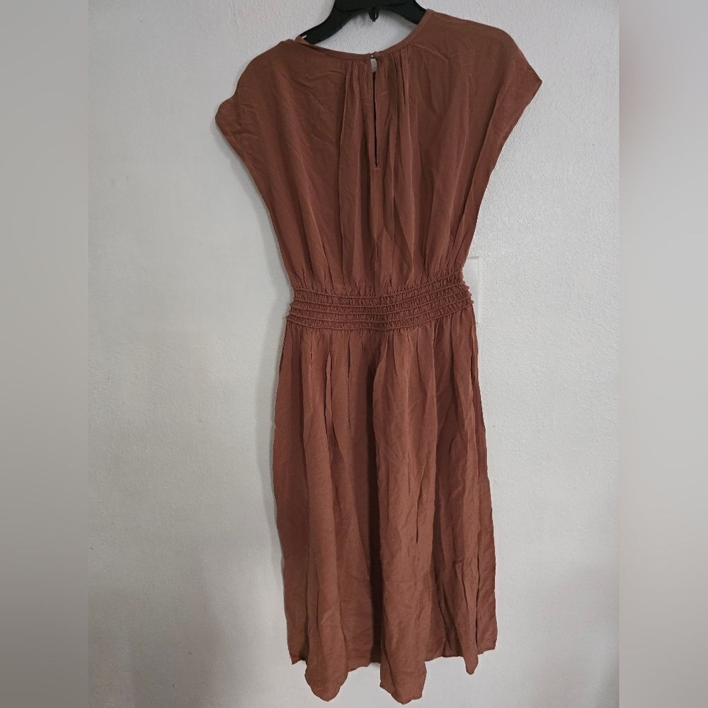 NWOT Everlane The Gathered Midi Dress Carob Brown Size  XXS - Picture 8 of 12